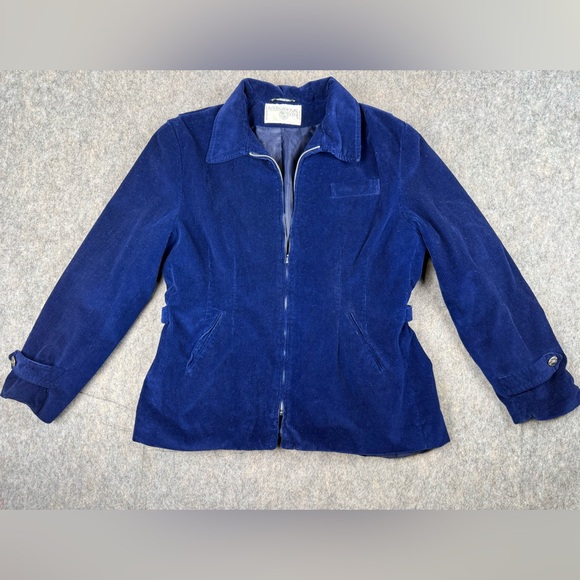 International Scene Jackets & Blazers - Vintage International Scene Corduroy Jacket Women's 14 Blue Buckle Trim Full Zip